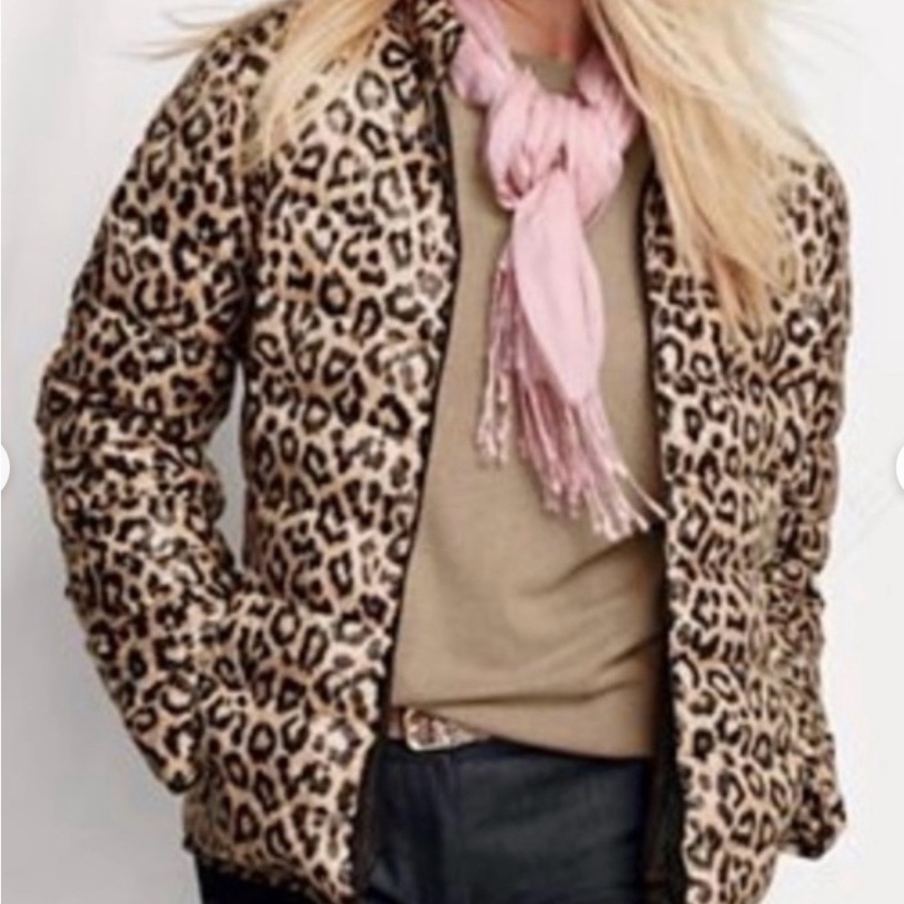Lands' End Leopard Print Puffer with Black Lining